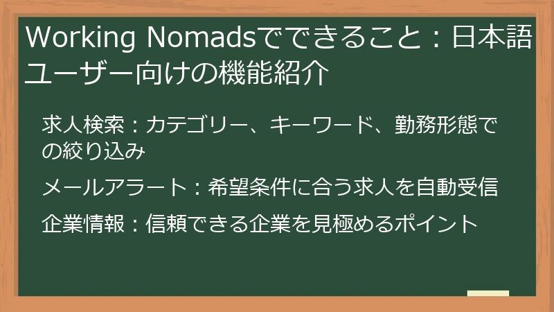 Working Nomadsでできること:日本語ユーザー向けの機能紹介
