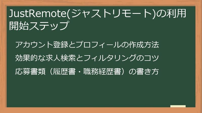 JustRemote(ジャストリモート)の利用開始ステップ